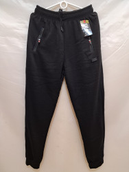Спортивные штаны мужские БАТАЛ на флисе (black) оптом 42306159 2235-50