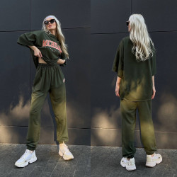 Спортивные костюмы женские БАТАЛ (khaki) оптом 60982513 1336-5