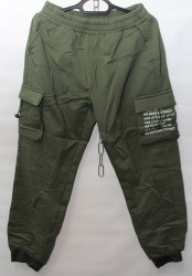 Спортивные штаны мужские на флисе (khaki) оптом 41892076 91002-12