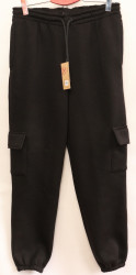 Спортивные штаны мужские с начесом (черный) оптом 30984275 03-8