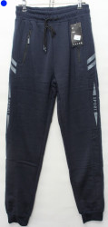Спортивные штаны мужские на флисе (темно синий) оптом 54796312 WK2205H-2