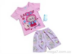 Костюм, Kids-modnik оптом 2619 комплект футболка-шорти рожево-фіолетовий