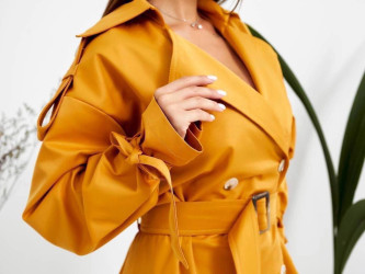 Пальто женские (охра) оптом 81924603 001-19