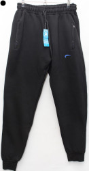 Спортивные штаны мужские БАТАЛ на флисе (black) оптом 51630294 7116-37