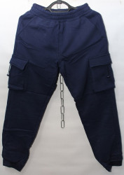 Спортивные штаны мужские на флисе (dark blue) оптом 69358210 91001-8