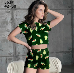 Ночные пижамы женские (зеленый) оптом 42857036 363-12