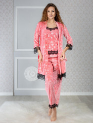 Ночные пижамы женские (3-ка) БАТАЛ оптом 58763421 03-7