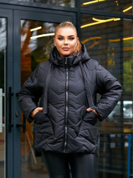 Куртки зимние женские БАТАЛ (черный) оптом 48153207 147-13