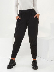 Спортивные штаны женские БАТАЛ (black) оптом 91835764 2264-2