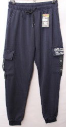 Спортивные штаны мужские на флисе (dark blue) оптом 62715904 WK9831H-2