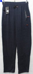 Спортивные штаны мужские БАТАЛ на флисе (темно синий) оптом 94765023 WK2070K-6