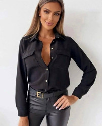 Рубашки женские БАТАЛ (черный) оптом 42780531 0351-4