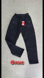 Спортивные штаны мужские на флисе (black) оптом 95460372 01-6