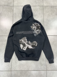 Худі чоловічі на флісі оптом THREE BLACK 