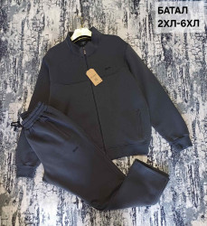 Спортивные костюмы (графит) на флисе БАТАЛ мужские оптом 98215347 56-28