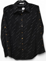 Рубашки женские BASE ПОЛУБАТАЛ (черный) оптом 70635149 A8001-135