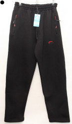 Спортивные штаны мужские БАТАЛ на флисе (black) оптом 61254038 7005-45