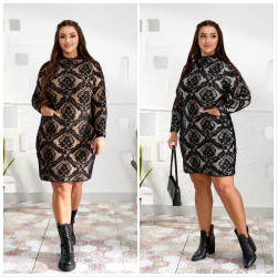 Платья женские БАТАЛ (серый) оптом 69352018 0003-52