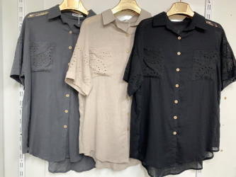 Рубашки женские БАТАЛ (черный) оптом 43165027 35053564-7