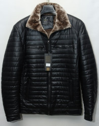 Куртки зимние кожзам мужские FUDIAO на меху (black) оптом 41896350 6066-45