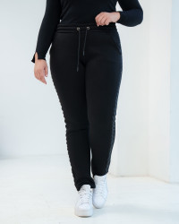 Спортивные штаны женские БАТАЛ (черный) оптом 40173285 Б-26-16