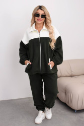 Спортивные костюмы женские на флисе БАТАЛ оптом 21806435 302-70