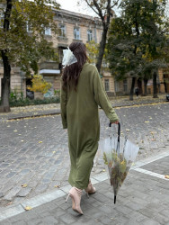 Сукні жіночі БАТАЛ (хакі) оптом VALERIA BUTIK 