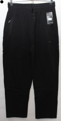 Спортивные штаны мужские БАТАЛ на флисе (black) оптом 62143097 WK6050-8