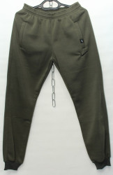 Спортивные штаны мужские на флисе (хаки) оптом 10283596 01-1