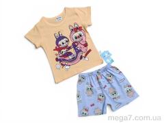 Костюм, Kids-modnik оптом 261920 комплект футболка-шорти персиковий