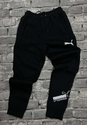 Спортивные штаны мужские на флисе (black) оптом 72340916 01-5
