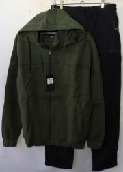 Спортивные костюмы мужские на меху (khaki\black) оптом 50427891 23 3095 E12-5