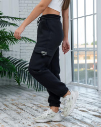 Спортивні штани жіночі на флісі (графіт) оптом Туреччина