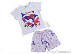 Костюм, Kids-modnik оптом 2619 комплект футболка-шорти св.бузковий