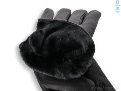 Перчатки, Королева оптом GN09-04М шкіра оленя подвійне хутро black