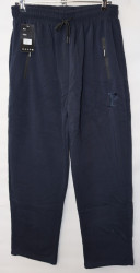 Спортивные штаны мужские БАТАЛ на флисе (dark blue) оптом 86415029 WK-6039-41