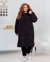 Куртки зимние женские БАТАЛ (черный) оптом 63791285 0225-41