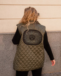 Жилетки женские БАТАЛ (хаки) оптом 90582471 191-3