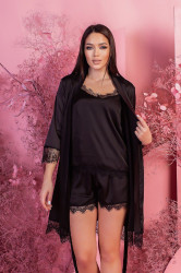 Ночные пижамы женские (3-ка) (черный) оптом 83204917 75-78