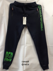 Спортивные штаны мужские на флисе (dark blue) оптом 47290856 03-13