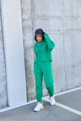 Спортивные костюмы женские на флисе (зеленый) оптом 45072368 4012-7