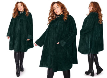 Пальто женские БАТАЛ (зеленый) оптом 05936472 320-1