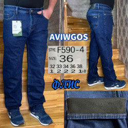 Джинсы мужские AVIWGOS ПОЛУБАТАЛ на флисе оптом 86479035 590-4
