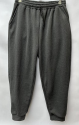 Спортивные штаны женские БАТАЛ на флисе (серый) оптом 19263485 01-1