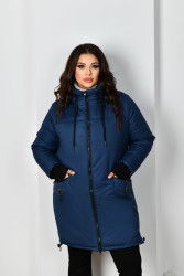 Куртки зимние женские БАТАЛ (темно синий) оптом 57961820 2304-7