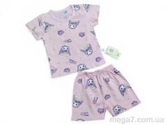 Костюм, Kids-modnik оптом 2619-1 комплект футболка-шорти пудровий