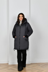 Куртки зимние женские БАТАЛ (серый) оптом ARIADNA  60429835 2304-4