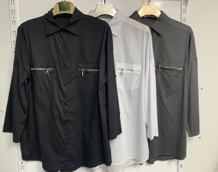 Рубашки женские БАТАЛ (черный) оптом 86094127 10251649-145