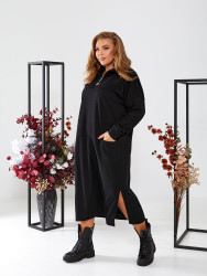 Сукні жіночі БАТАЛ з начісом (чорний) оптом