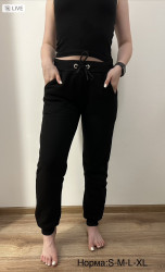 Спортивные штаны женские на флисе (черный) оптом 54812067 7095-1
